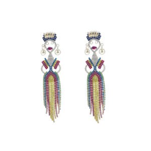 Handmade Earrings Unique Long Tassel Earrings Bohemian Jewelry Boho Tassel Earrings for Women Dangle Earrings for Women Lightweight Drop Earrings Bridal Jewelry Colorful Earrings for Party Statement Earrings for Women Dangle Earrings