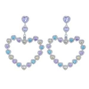 Fashion Rhinestone Statement Dangle Earrings Large Colorful Crystal Chandelier Earrings for Women Bridal Wedding Party